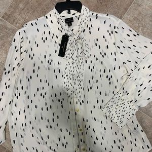 XXL Sheer black & white blouse